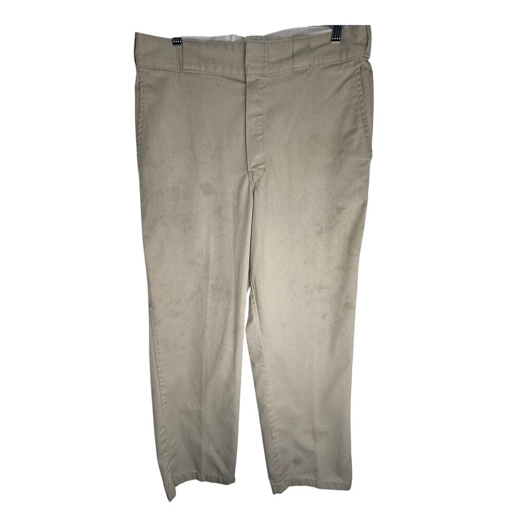 DICKIES Thrashed Khaki 33X30 Streetwear Grunge NuMetal Y2K Concert Festival Pant